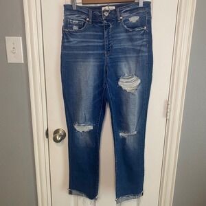 BKE Parker Jeans Womens 28 High Rise Universal Fit Distressed Straight Leg Blue